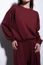 Antioch Bordo Geniş Paça Relaxed Kadın Takım