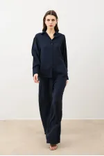 Pantalon Antioch bleu marine en modal mélangé pour femme
