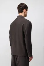 Antioch Koyu Kahve Modal Karışımlı Relaxed Fit Erkek Blazer Ceket