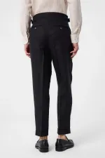 Antioch Black 100% Linen Italian Cut Men's Trousers
