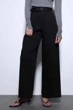 Antioch Siyah Geniş Paça Kadın Pantolon