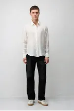 Antioch Ekru Crinkled Relax Fit Erkek Gömlek