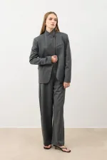 Antioch Gri Dik Yaka Kadın Blazer Ceket