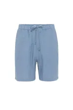 Antioch Mavi Keten Karışımlı Erkek Şort