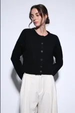 Pull en maille Antioch noir fendu pour femme