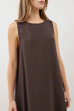 Antioch Dark Brown Draped Halter Neck Midi Dress