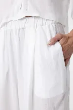 Antioch Beyaz Şerit Detaylı Kadın Pantolon