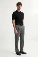 T-shirt homme Antioch noir en maille texturée à col polo