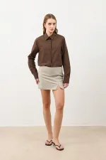 Antioch Coffee Button Detail Poplin Shirt