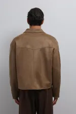 Antioch Bej Fermuarlı Suni Süet Erkek Mont