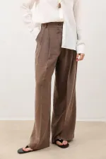 Antioch Coffee Pleated Palazzo Women's Trousers