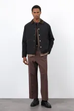 Antioch Siyah Kontrast Yaka Erkek Mont