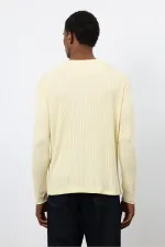 T-shirt Antioch jaune côtelé à col boutonné