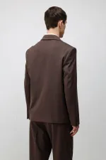 Antioch Koyu Kahve Relax Fit Kruvaze Erkek Blazer Ceket