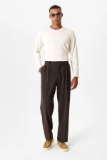 Antioch Coffee High Waist Pleated Relaxed Fit Baggy Men's Pants