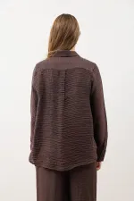 Antioch Coffee Patterned Muslin Women's Shirt