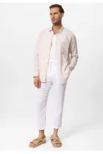 Antioch Ecru Muslin Fabric Long-Sleeve Men's Shirt