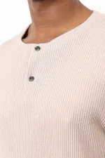 Antioch Bej Fitilli Düğmeli Yaka T-Shirt