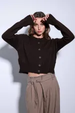 Antioch Coffee Slit Knitted Women's Sweater