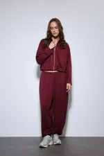 Antioch Bordo Volümlü Ceket Ve Paça Lastikli Eşofman Takım