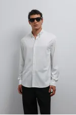 Antioch Beyaz Düğmeli Yaka Relax Fit Erkek Gömlek