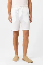 Short pour homme Antioch en lin mélangé blanc
