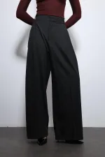 Antioch Füme Çizgili Geniş Paça Pantolon