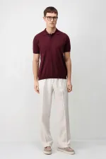Antioch Bordo Comfort Slim Polo Yaka Erkek Triko T-Shirt