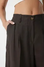 Antioch Kahve Keten Karışımlı Kadın Bermuda