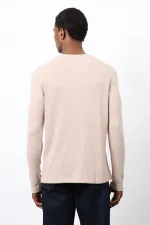 Antioch Bej Fitilli Düğmeli Yaka T-Shirt