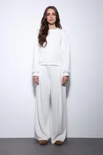 Antioch Ekru Geniş Paça Relaxed Kadın Takım