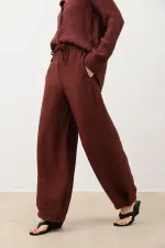 Pantalon drapé à jambes ajustables Antioch Burgundy pour femme