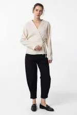 Antioch Ekru Bağlamalı Kimono Kadın Gömlek