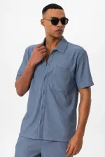 Antioch Indigo Corduroy Short-Sleeved Men's Shirt