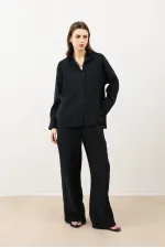 Pantalon Antioch noir en mélange modal pour femme