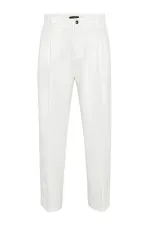 Pantalon Antioch écru à taille haute plissé et coupe décontractée pour homme