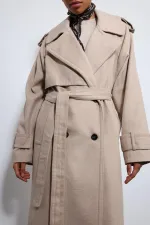 Antioch Beige Oversize Belted Coat