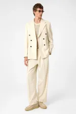 Antioch Ekru Relax Fit Kruvaze Erkek Blazer Ceket