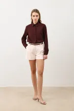 Antioch Bordo Düğme Detaylı Poplin Gömlek