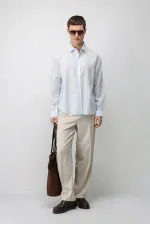 Chemise rayée Antioch Blue en mélange de lyocell, coupe décontractée, pour homme