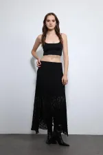 Jupe midi en dentelle noire Antioch