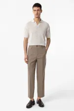 T-shirt en maille texturée à col polo Antioch Natur pour homme