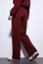 Pantalon de survêtement Antioch Burgundy Basic à ourlet ajustable pour femme