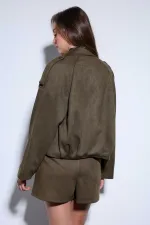 Antioch Haki Süet Görünümlü Bomber Kadın Mont