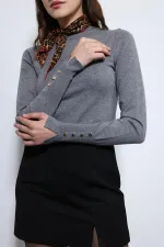 Antioch Gri Basic Kadın Triko Kazak