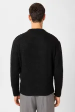 Antioch Siyah Yün Görünümlü Erkek Kazak