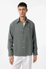 Antioch Haki Modal Kumaş Relax Fit Erkek Gömlek