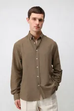 Antioch Bej Keten Karışımlı Relaxed Fit Erkek Gömlek Antioch Bej Keten Karışımlı Relaxed Fit Erkek Gömlek