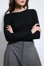 T-shirt basique noir à manches longues Antioch