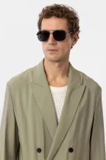 Antioch Haki Relax Fit Diagonel İnce Erkek Blazer Ceket